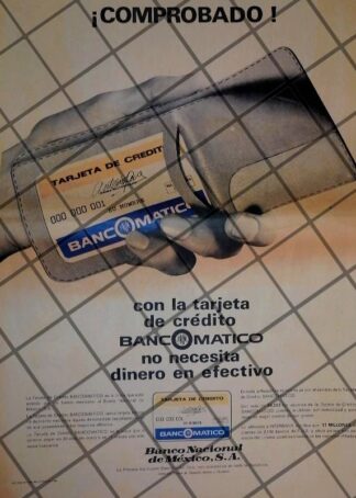 PUBLICIDAD RETRO TARJETA BANCOMATICO BANAMEX 1969 /6