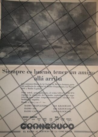 AFICHE ANTIGUO RADIO DIFUSORA RADIO CHAPULTEPEC Y MAS 1969