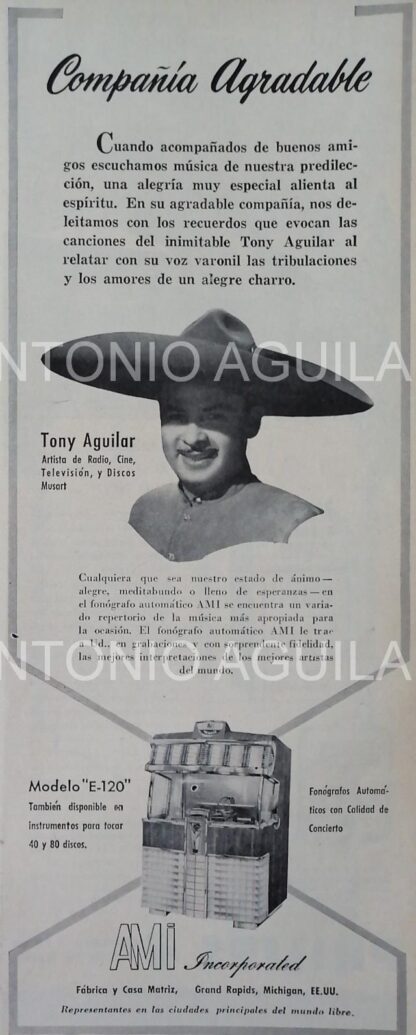 CARTEL ANTIGUO ORIGINAL DE SERIE COMPLETA 37 AFICHES ROCKOLAS AMI Y ARTISTAS FAMOSOS 1953-56 - Image 3