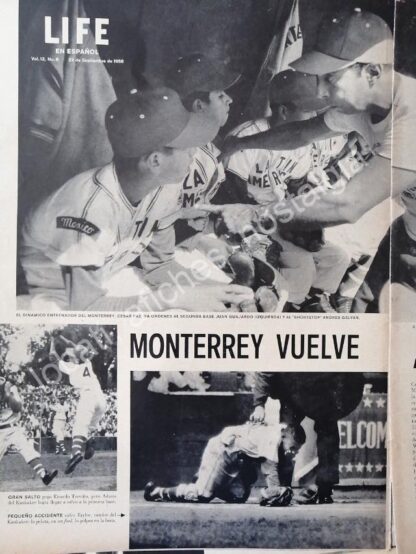 CARTEL ANTIGUO ORIGINAL DE MONTERREY VUELVE A GANAR CAMPEONATO DE BEISBOL 1958 - Image 4