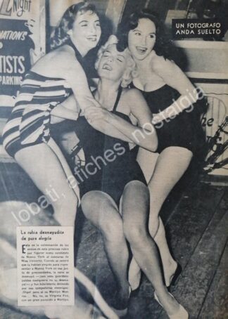 CARTEL ANTIGUO ORIGINAL DE NOTA DE PRENSA MARILYN MONROE 1950s