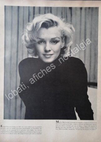 CARTEL ANTIGUO ORIGINAL DE NOTA Y FOTOGRABADO MARILYN MONROE 1960s /FEP
