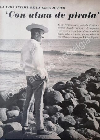 CARTEL ANTIGUO ORIGINAL DE FOTOGRABADO AGUSTIN LARA 1960s