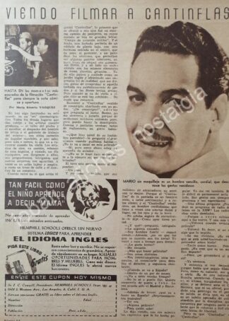 CARTEL ANTIGUO ORIGINAL DE NOTA DE PRENSA, ENTREVISTA A CANTINFLAS 1947 /FEP