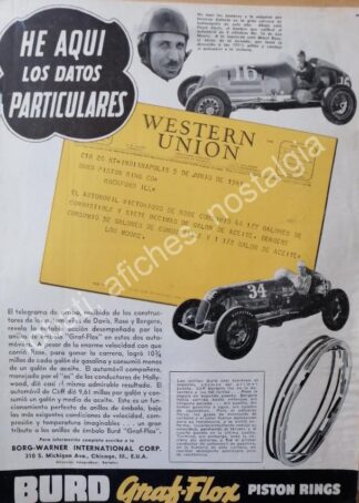CARTEL ANTIGUO ORIGINAL DE EL PILOTO FLOYD DAVIS Y BORG WAGNER 1941 / FEP MUY RARO