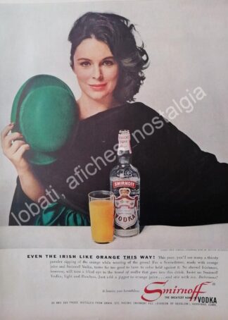 CARTEL ANTIGUO ORIGINAL DE ERIN O´BRIEN Y VODKA SMIRNOFF 1950s /FEP