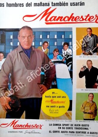CARTEL ANTIGUO ORIGINAL DE RAUL ASTOR Y CAMISAS MACHESTER 1960s /FEP RARO