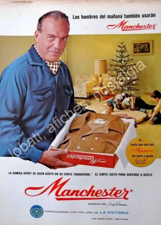 CARTEL ANTIGUO ORIGINAL DE RAUL ASTOR Y CAMISAS MACHESTER 1960s /FEP 2