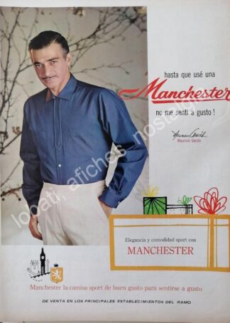 CARTEL ANTIGUO ORIGINAL DE MAURICIO GARCES Y CAMISAS MANCHESTER 1964 /FEP 12