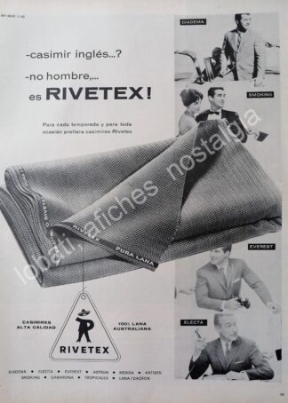 CARTEL ANTIGUO ORIGINAL DE ROGELIO GUERRA Y TELAS RIVETEX 1962 / FEP 2