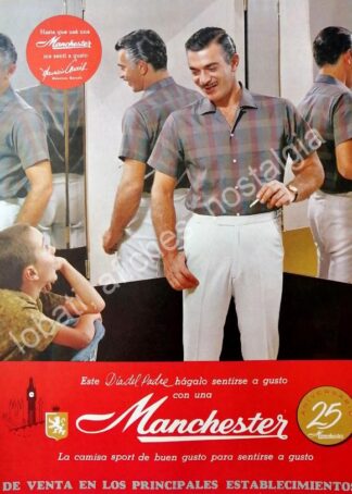 CARTEL ANTIGUO ORIGINAL DE MAURICIO GARCES Y CAMISAS MANCHESTER 1964 /FEP 10