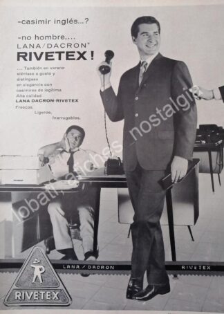 CARTEL ANTIGUO ORIGINAL DE ROGELIO GUERRA Y TELAS RIVETEX 1962 / FEP