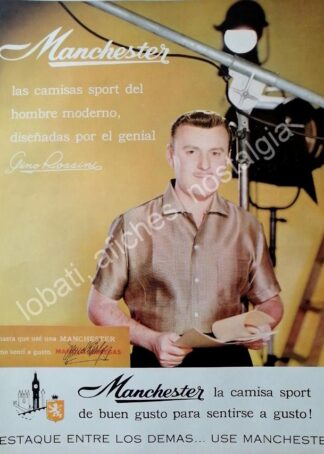 CARTEL ANTIGUO ORIGINAL DE MANOLO FABREGAS Y CAMISAS MANCHESTER 1961 FEP /2