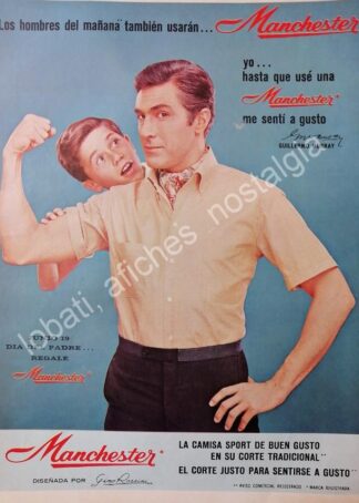 CARTEL ANTIGUO ORIGINAL DE GUILLERMO MURRAY Y CAMISAS MANCHESTER 1960 /FEP