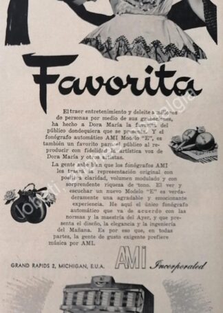 CARTEL ANTIGUO ORIGINAL DE CANTANTE DORA MARIA Y LAS ROCKOLAS AMI 1956 / FEP /RARO