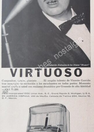 CARTEL ANTIGUO ORIGINAL DE VICENTE GARRIDO Y LAS ROCKOLAS AMI 1956 / FEP