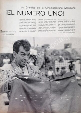 CARTEL ANTIGUO ORIGINAL DE SECCION DE NOTA SOBRE CANTINFLAS 1950s