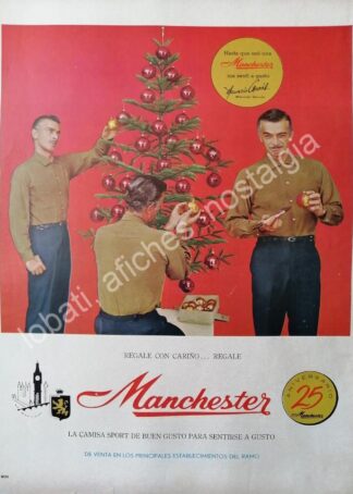 CARTEL ANTIGUO ORIGINAL DE MAURICIO GARCES Y CAMISAS MANCHESTER 1969 /FEP 9