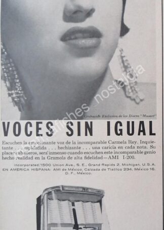 CARTEL ANTIGUO ORIGINAL DE CARMELA REY Y LAS ROCKOLAS AMI 1950s / FEP