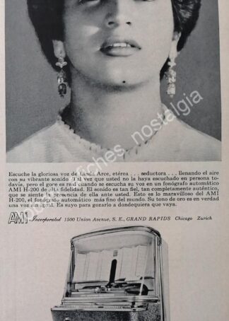 CARTEL ANTIGUO ORIGINAL DE CANTANTE LINDA ARCE Y LAS ROCKOLAS AMI 1950s / FEP RARO