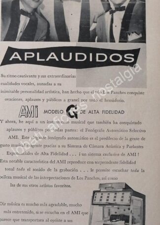 CARTEL ANTIGUO ORIGINAL DE LOS PANCHOS Y LAS ROCKOLAS AMI 1950s / FEP