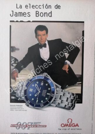 CARTEL ANTIGUO ORIGINAL DE RELOJES OMEGA PRESENTA 007 Y PIERCE BROSNAN 1997 /FEP