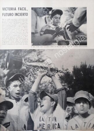 CARTEL ANTIGUO ORIGINAL DE NOTA DE PRENSA. LIGA INFANTIL MONTERREY GANA SERIE MUNDIAL 1958