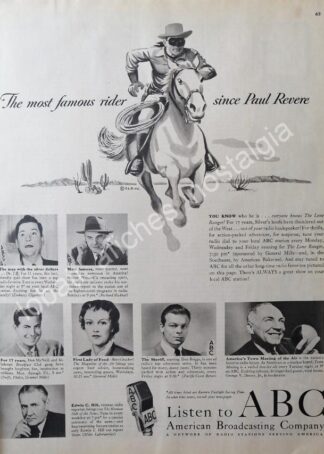 CARTEL ANTIGUO ORIGINAL DE RADIO DIFUSORA ABC PRESENTA, EL LLANERO SOLITARIO 1960s