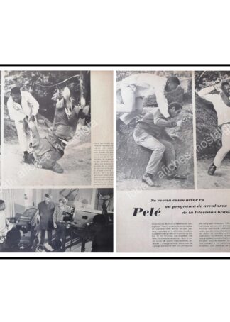 CARTEL ANTIGUO ORIGINAL DE NOTA DE PRENSA. PELE DEBUTA COMO ACTOR 1969 /FEP