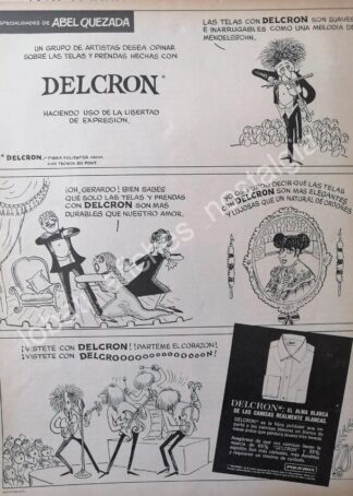CARTEL ANTIGUO ORIGINAL DE TELAS DELCRON. DIBUJOS DE ABEL QUEZADA 1966 /FEP