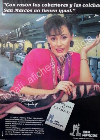 CARTEL ANTIGUO ORIGINAL DE ELENA ROJO Y COBERTORES SAN MARCOS 1980s /FEP