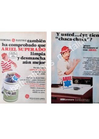 CARTEL ANTIGUO ORIGINAL DE LUIS JIMENO Y EL DETERGENTE ARIEL 1980s CHACA CHACA