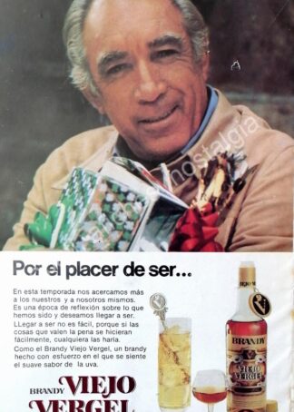 CARTEL ANTIGUO ORIGINAL DE ANTHONY QUEEN Y BRANDY VIEJO VERGEL 1981 VINOS /FEP