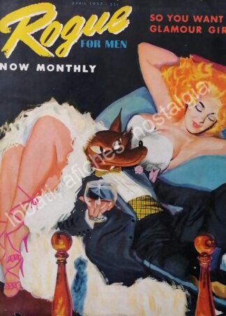 CARTEL ANTIGUO ORIGINAL DE PORTADA POP ART PULP 1957 ROGUE