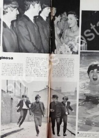 CARTEL ANTIGUO ORIGINAL DE NOTA SOBRE LOS BEATLES 1960s CARRERA VERTIGINOSA