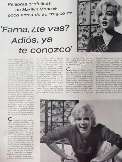 CARTEL ANTIGUO ORIGINAL DE REPORTAJE SOBRE MARILYN MONROE 1960s - Image 3