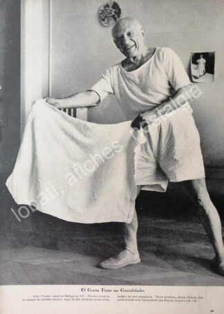 CARTEL ANTIGUO ORIGINAL DE GOTO GRABADO PICASSO CON TOALLA 1950s