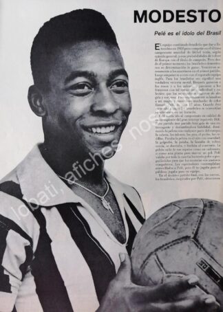 CARTEL ANTIGUO ORIGINAL DE NOTA. PELE EL IDOLO DE BRASIL MODESTO. 1960s