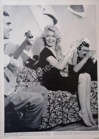 CARTEL ANTIGUO ORIGINAL DE NOTA. Y GRABADO BRIGITTE BARDOT 1950s