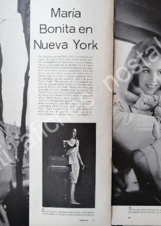 CARTEL ANTIGUO ORIGINAL DE MARIA FELIX DE COMPRAS EN NEW YORK 1950s