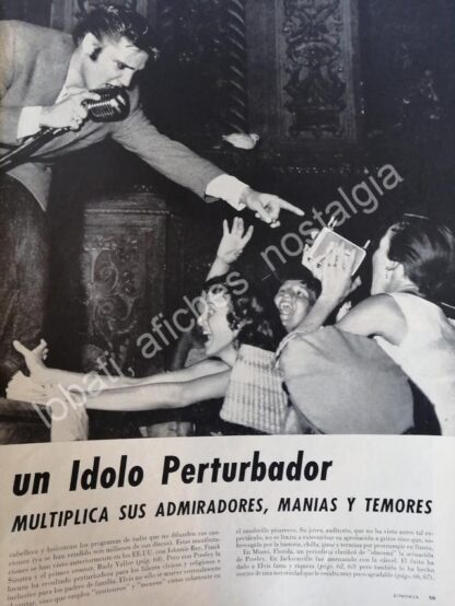 CARTEL ANTIGUO ORIGINAL DE NOTA. ELVIS PRESLEY UN LADO PERTURBADOR 1950s - Image 4