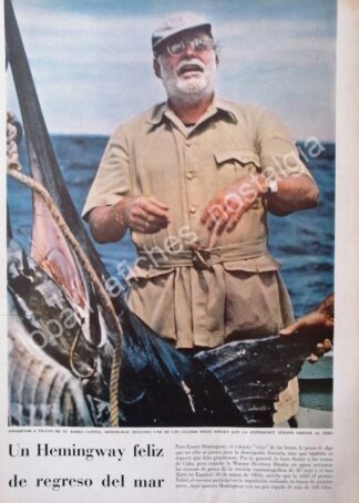 CARTEL ANTIGUO ORIGINAL DE NOTA DE PRENSA ERNEST HEMINGWAI 1950s /2