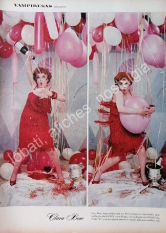CARTEL ANTIGUO ORIGINAL DE NOTA. MARILYN MONROE INTERPRETA A CLARA BOW. 1960s