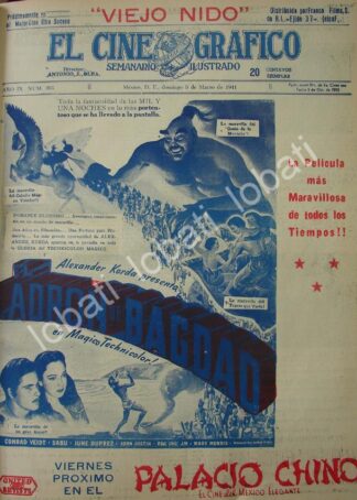 CARTEL ANTIGUO ORIGINAL DE AFICHES DE LA PELICULA EL LADRON DE BAGDAD 1941 /N65