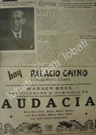 CARTEL ANTIGUO ORIGINAL DE MUERE EL ACTOR MIGUEL WIMER SR. 1941 /N67 Y OTRAS NOTAS