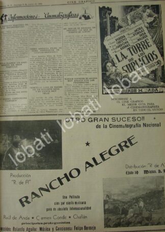 CARTEL ANTIGUO ORIGINAL DE AFICHE DE LA PELICULA. RANCHO ALEGRE 1941 Y LA TORRE DE LOS SUPLICIOS /N69