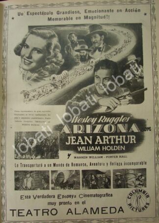 CARTEL ANTIGUO ORIGINAL DE AFICHE DE LA PELICULA. ARIZONA 1941 /N71 RARO