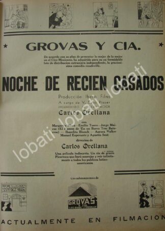 CARTEL ANTIGUO ORIGINAL DE FILMANDO LA PELICULA NOCHE DE RECIEN CASADOS 1941 /N75