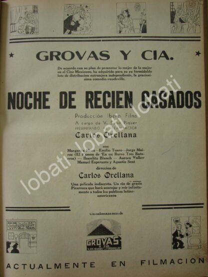 CARTEL ANTIGUO ORIGINAL DE FILMANDO LA PELICULA NOCHE DE RECIEN CASADOS 1941 /N75