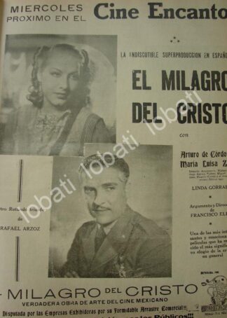 CARTEL ANTIGUO ORIGINAL DE CINE ENCANTO ESTRENA PELICULA EL MILAGRO DE CRISTO 1941 /N76